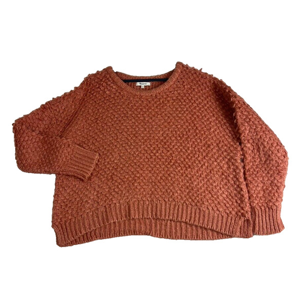 Madewell Sweater Womens Large Coral Mohair Blend Popstitch Pull Over Bubble Knit - Picture 1 of 8